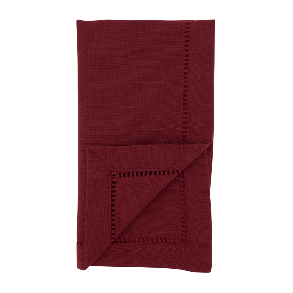 Burgundy Hemstitch Border Dinner Napkin Set of 12 E515