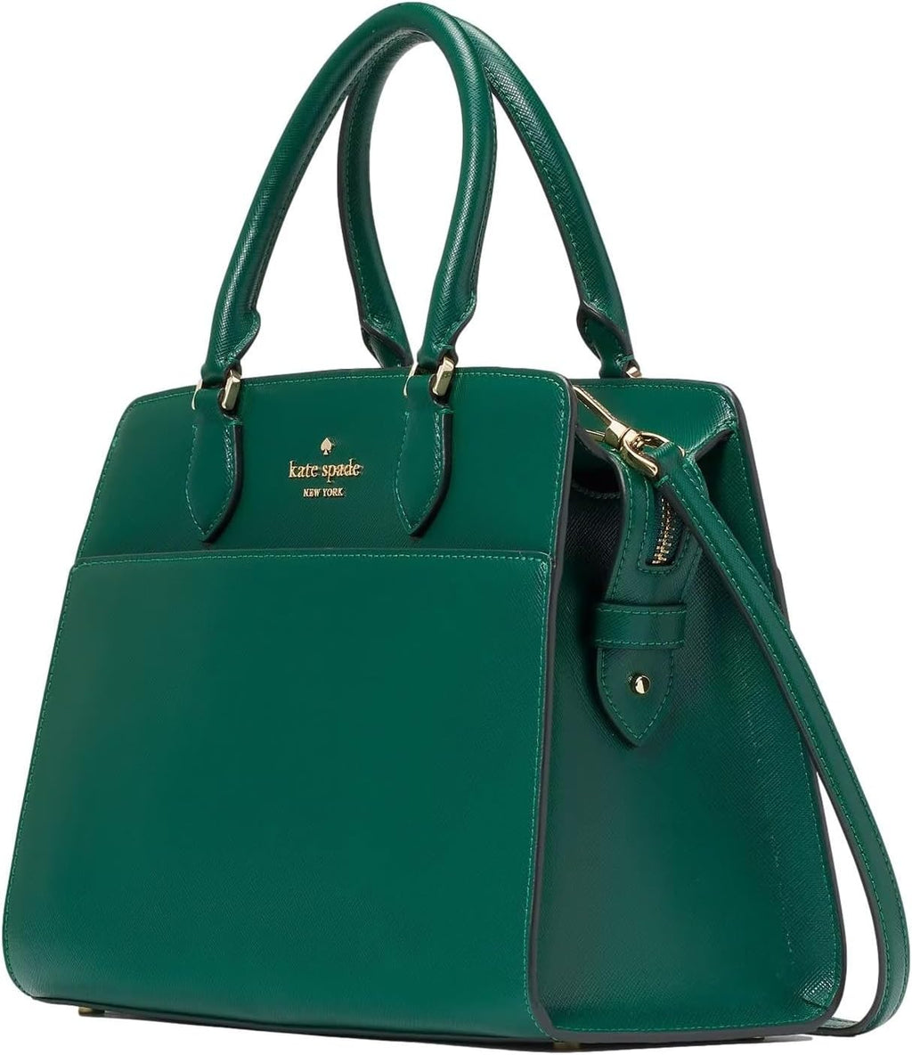 Medium Saffiano Leather Satchel Bag, Deep Jade Y16431