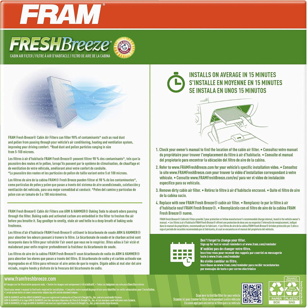 Cabin Air Filter with Arm and Hammer Baking Soda, white R71893
