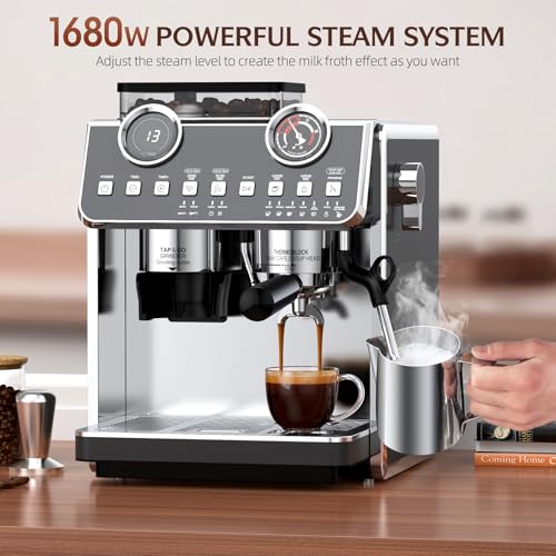 20 Bar 58mm Stainless Steel Espresso Machine with Grinder S3217