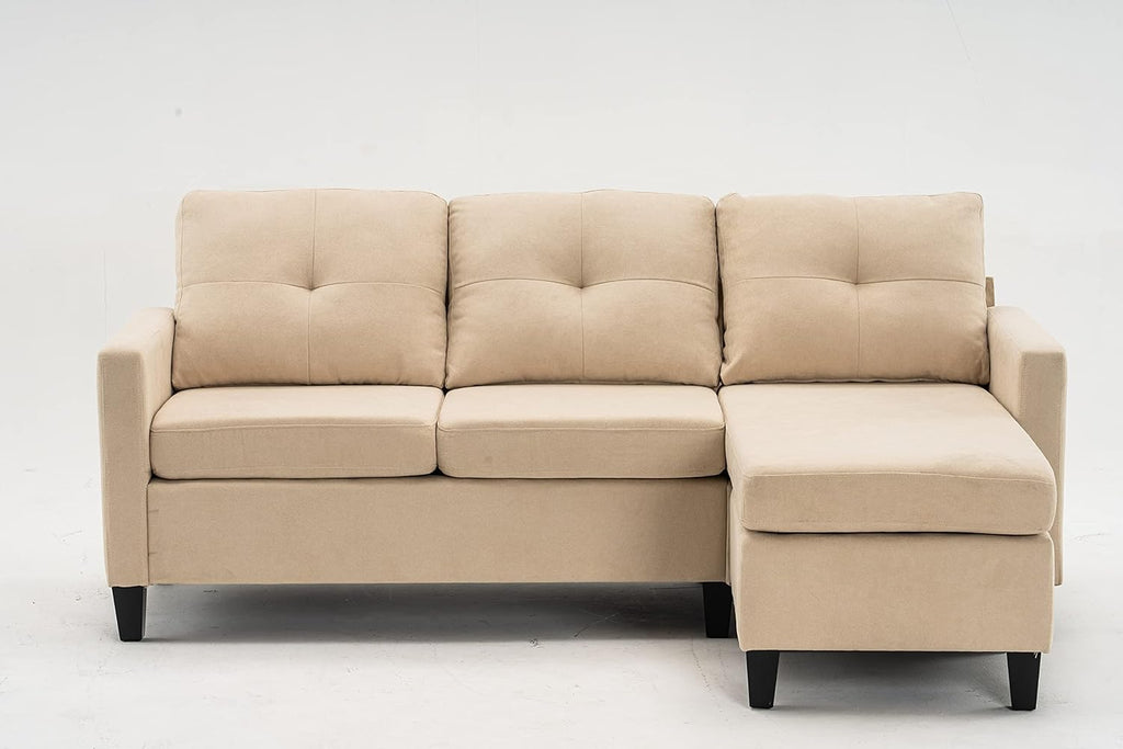 Beige Fabric Sectional Sofa with Chaise O16193