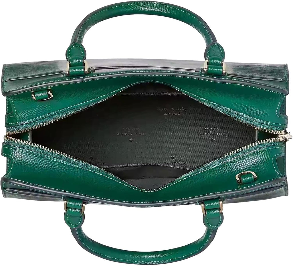 Medium Saffiano Leather Satchel Bag, Deep Jade Y16431