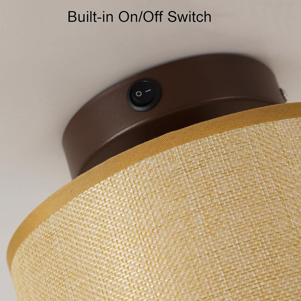 12V RV Interior Light Fixture with On&Off Switch, Beige Fabric Shade K177050