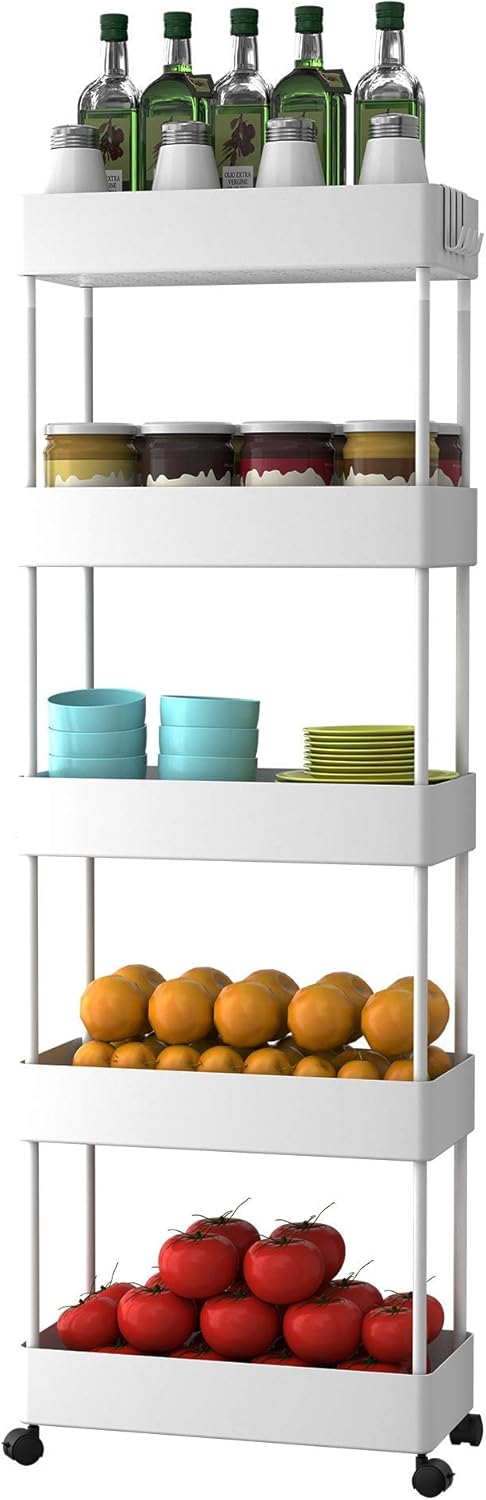 5 Tier Slim Rolling Storage Cart with Wheels Z313