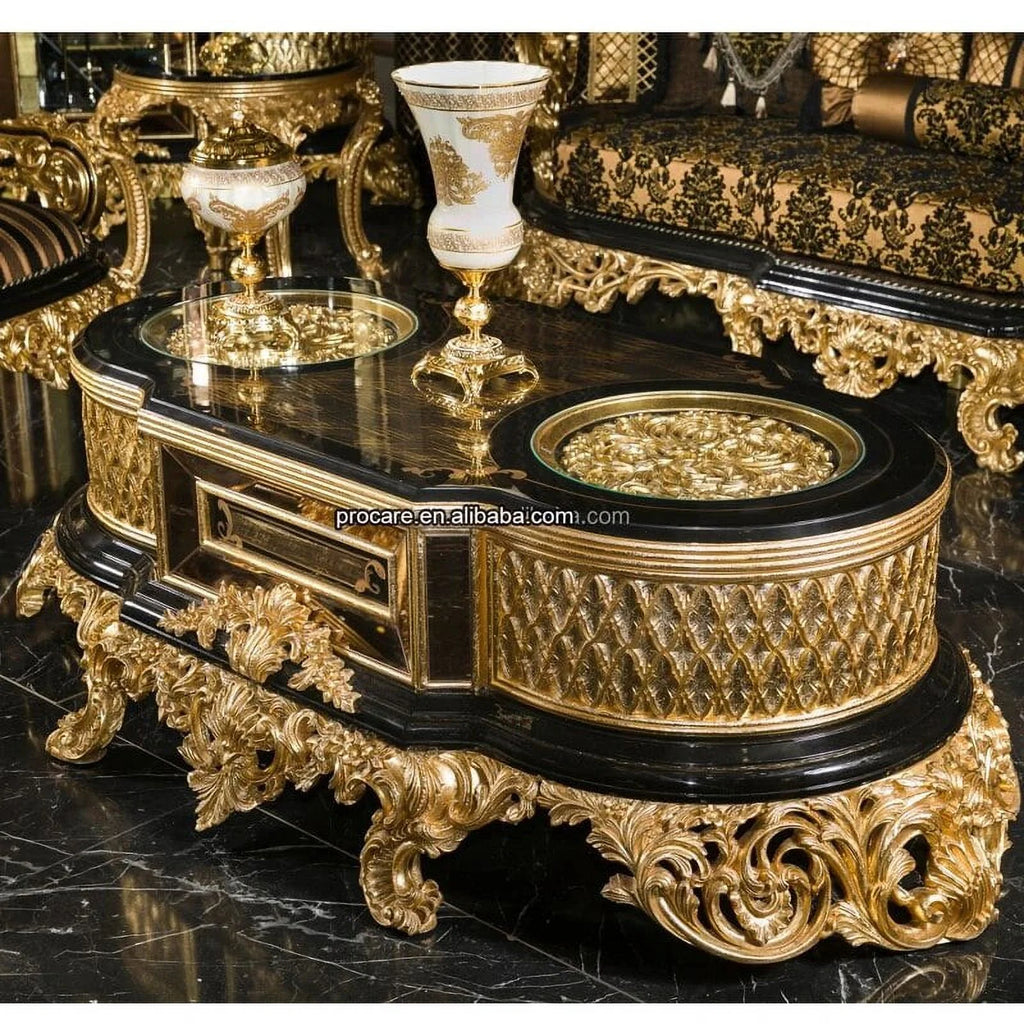 Black Gold Hand Carved Sofa Set W493423