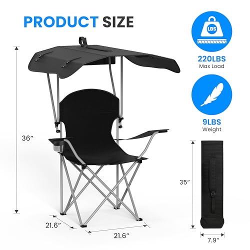 Black Reclining Camping Chair with Removable Footrest X331