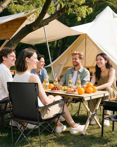 Black Reclining Camping Chair with Removable Footrest X331