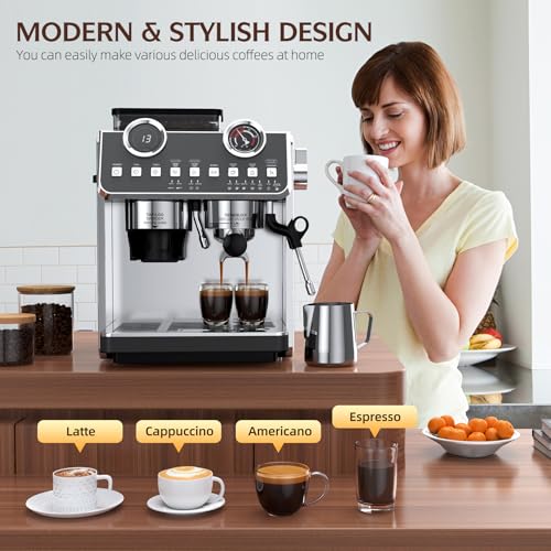 20 Bar 58mm Stainless Steel Espresso Machine with Grinder S3217