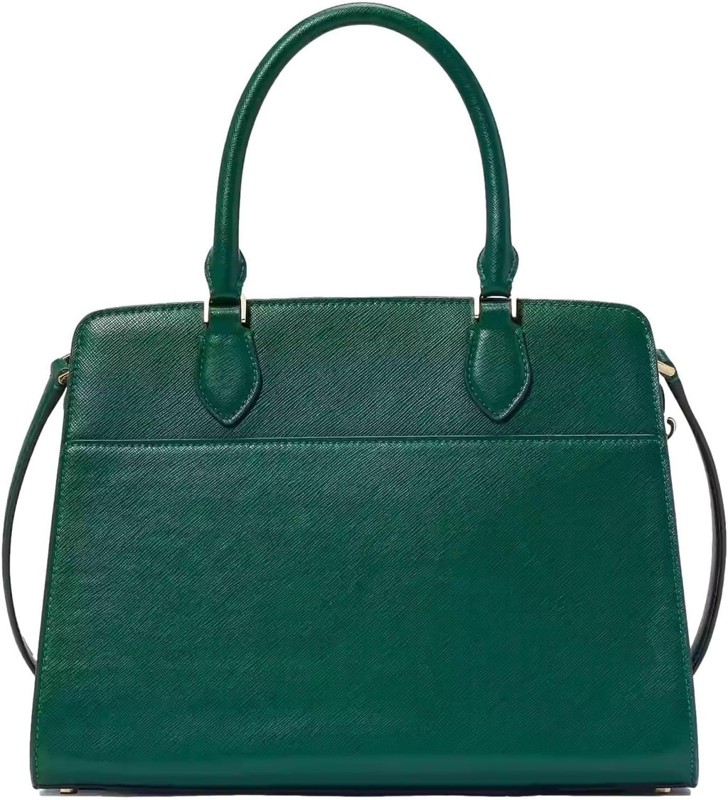 Medium Saffiano Leather Satchel Bag, Deep Jade Y16431