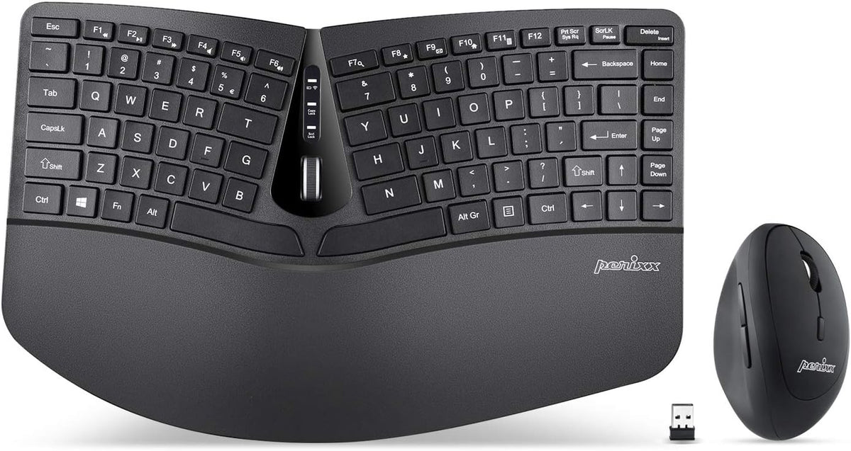 Wireless Compact Ergonomic Keyboard with Vertical Mouse and Numeric Keypad P306