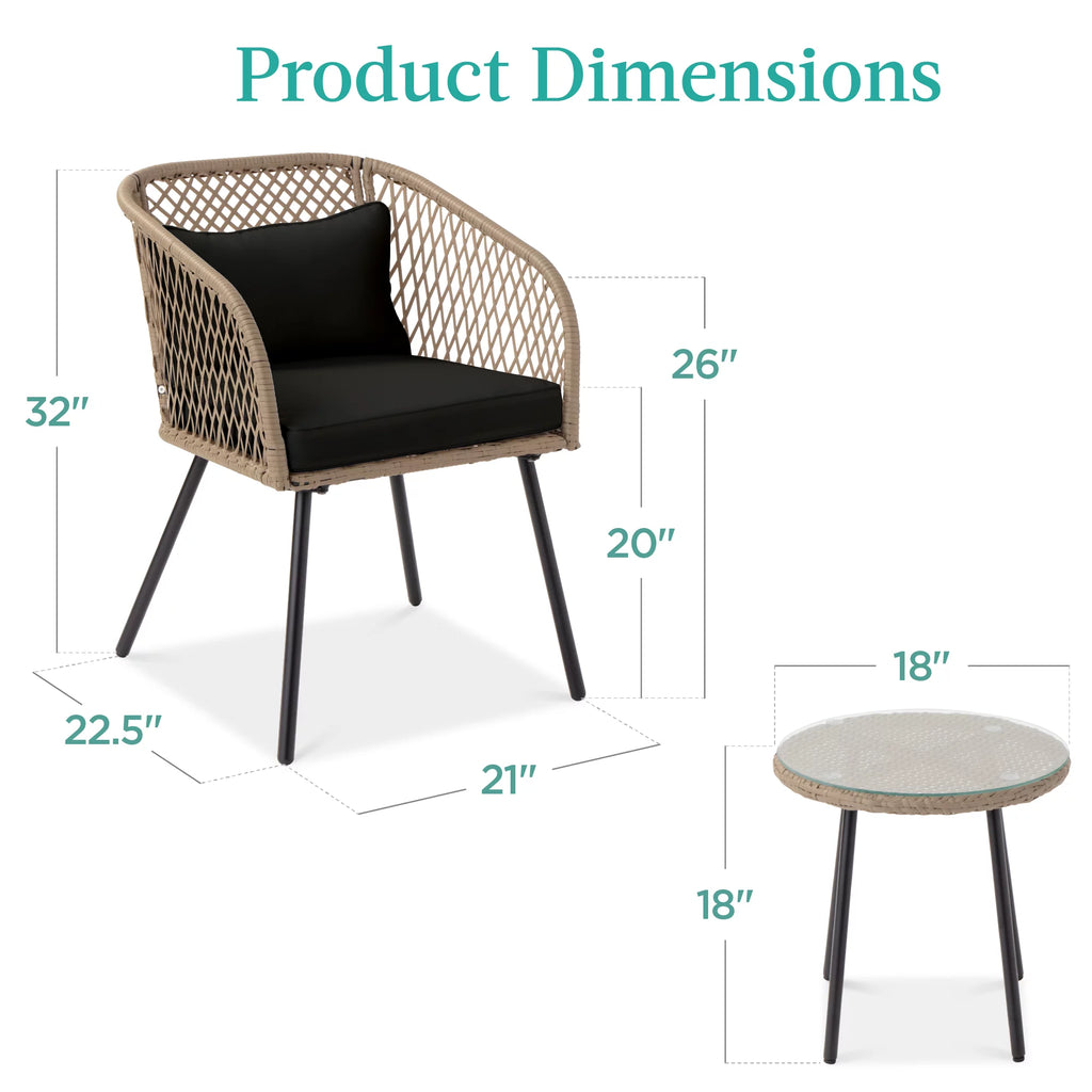 3-Piece Outdoor Wicker Bistro Set K161