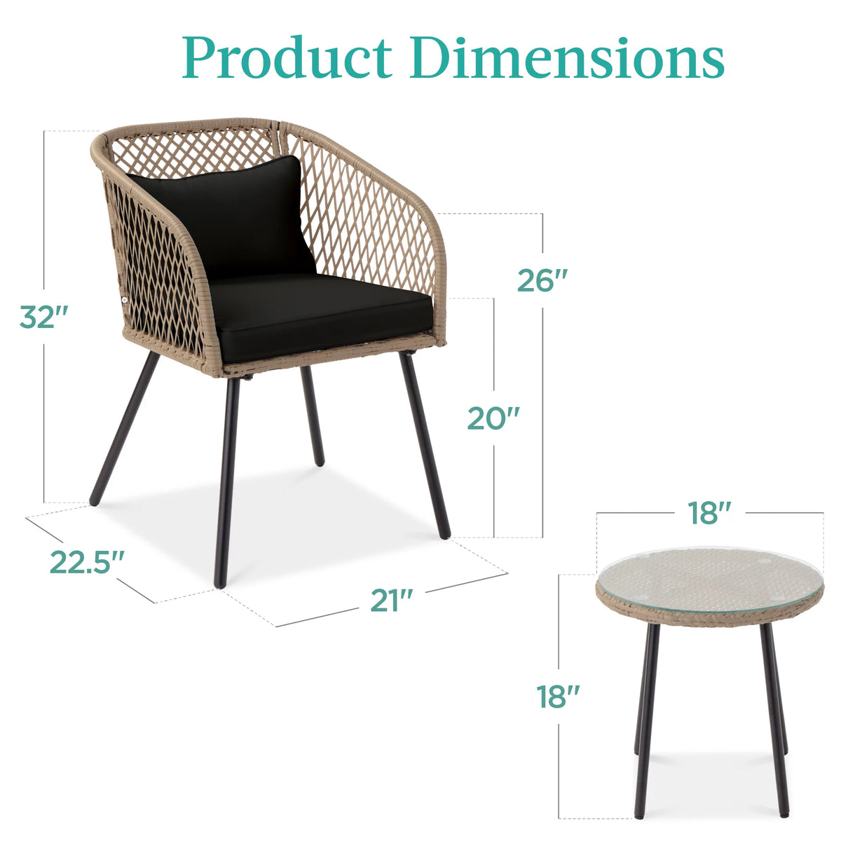 3-Piece Outdoor Wicker Bistro Set K161