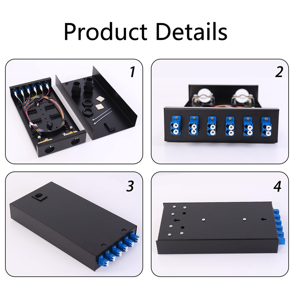6 Port Duplex Box Cables Wall Mount Fiber Enclosure with Spool Singlemode LC-UPC Kit T891