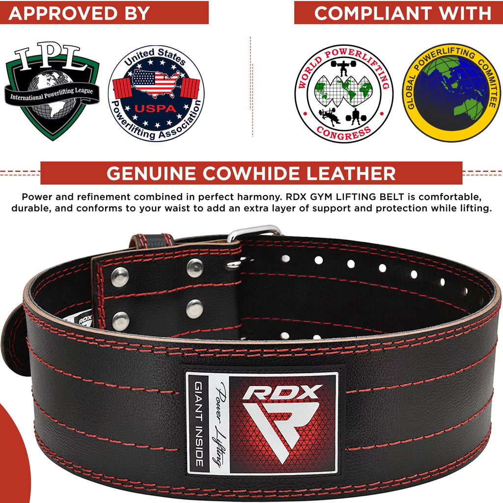6mm Leather Weight Lifting Belt Black M C32705