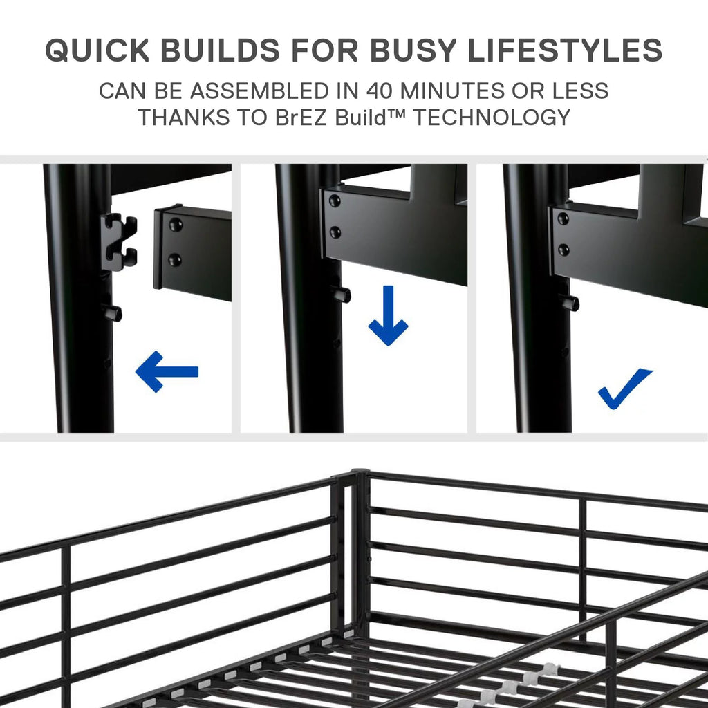 Black Twin-over-Full Metal Bunk Bed J658