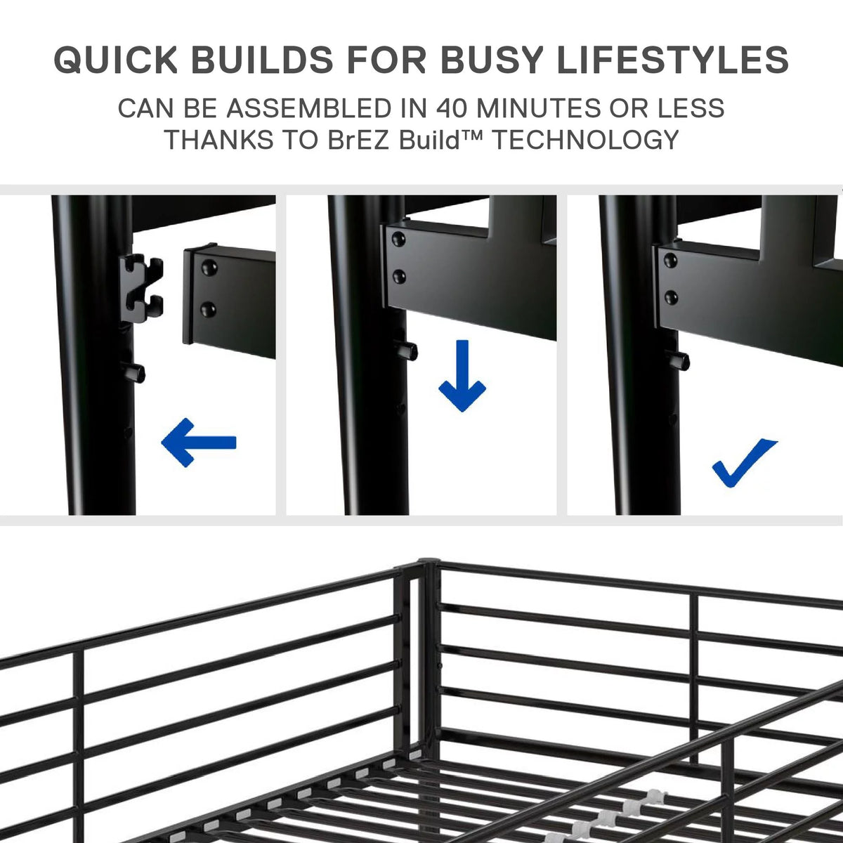 Black Twin-over-Full Metal Bunk Bed J658