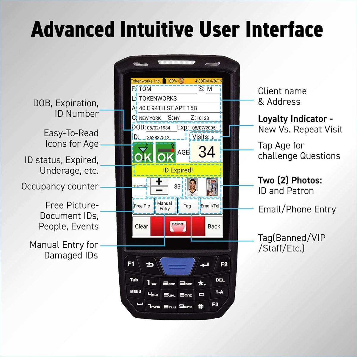 ID Scanner with Charger Cradle and Hand Strap Q91728