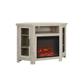 White Oak Wood Media Cabinet with Fireplace X94956