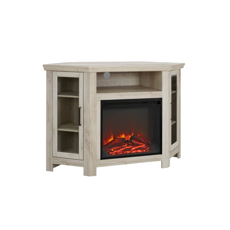 White Oak Wood Media Cabinet with Fireplace X94956