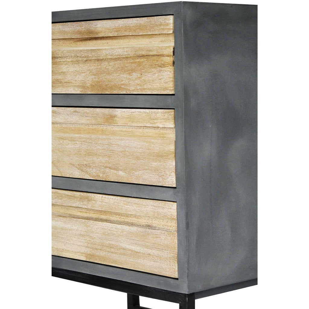 Gray Iron Accent Cabinet with 3 Wood Drawers V9270