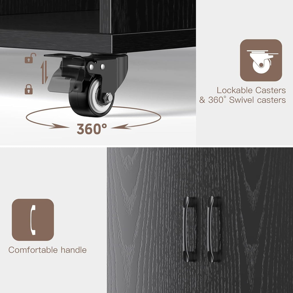 Black Rolling File Cabinet with Storage Y22725