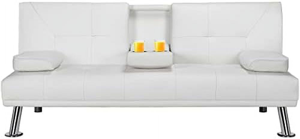 Brown Faux Leather Convertible Sofa Bed X2746