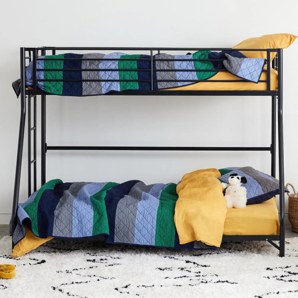 Black Twin-over-Full Metal Bunk Bed J658