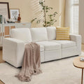 80'' Grey Linen 3-Seater Sofa with Side Pocket Y181614