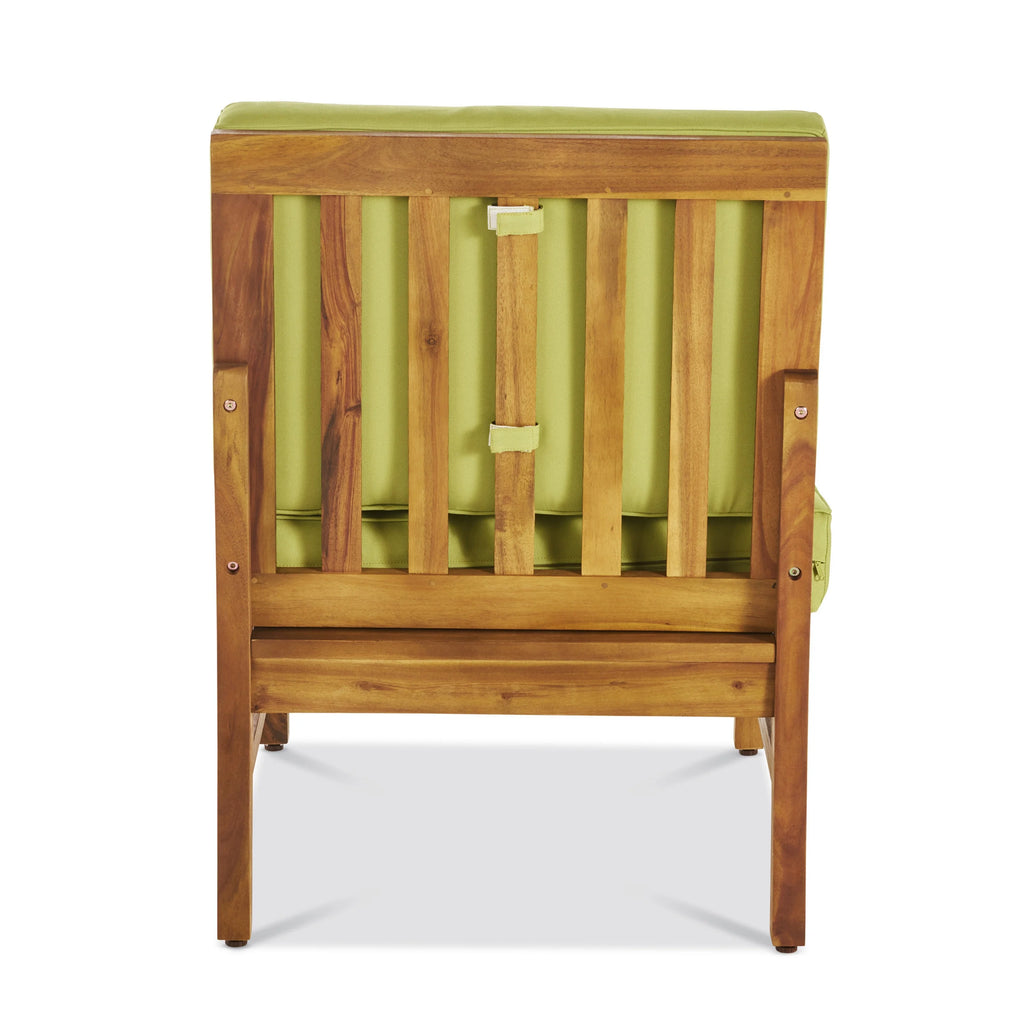 Teak and Green Acacia Wood 6 Seater Sectional Sofa and Club Chair Chat Set with Cushions V53352