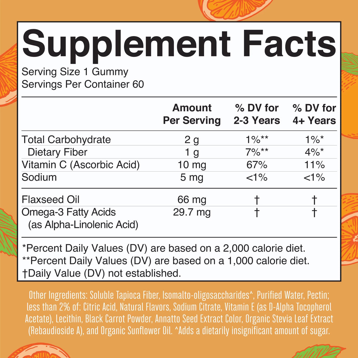 Vegan Omega 3 Gummies Orange Flavor 60 Count G1244
