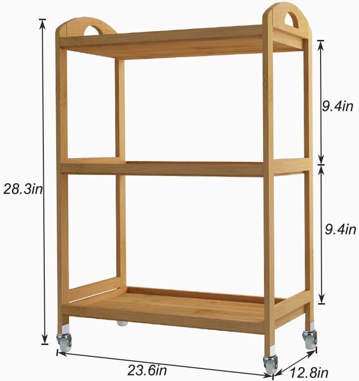 4-Tier Bamboo Storage Utility Cart with Wheels R2368