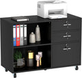 White 3 Drawer Wood Lateral File Cabinet with 2 Open Shelves T899719