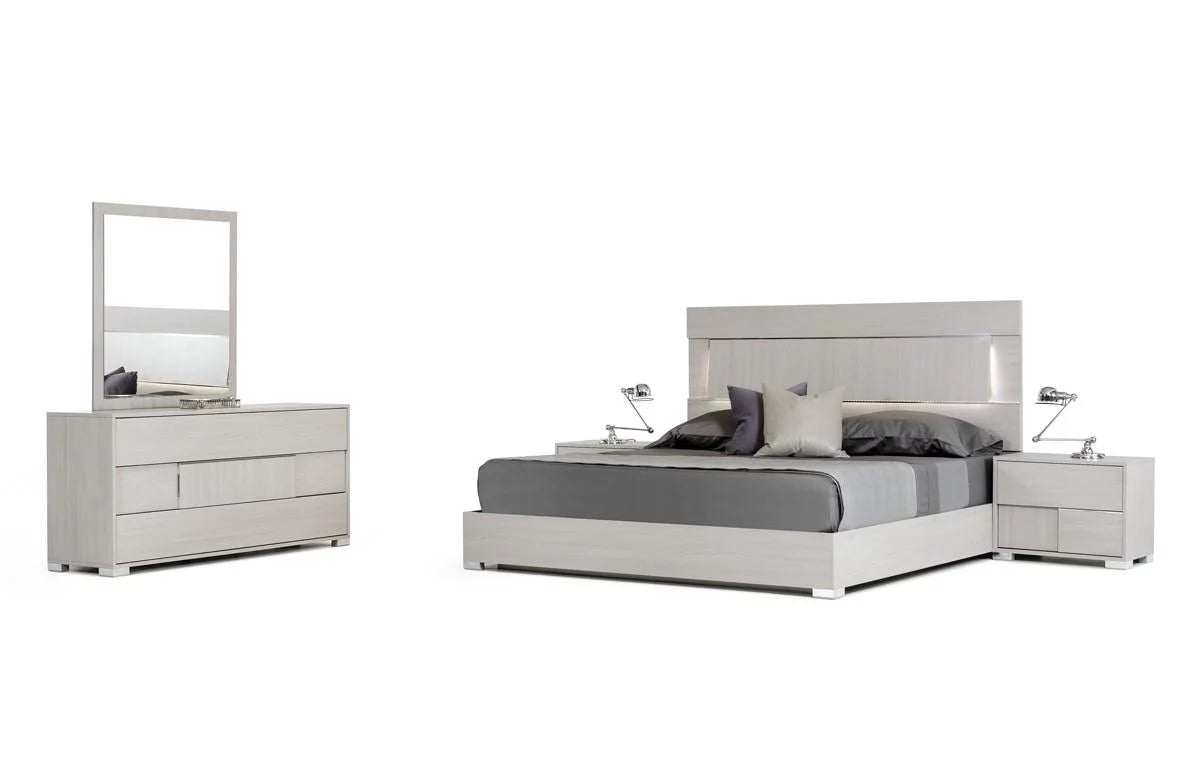 Grey LED Headboard Cal King 6 Pcs Bedroom Set W96890