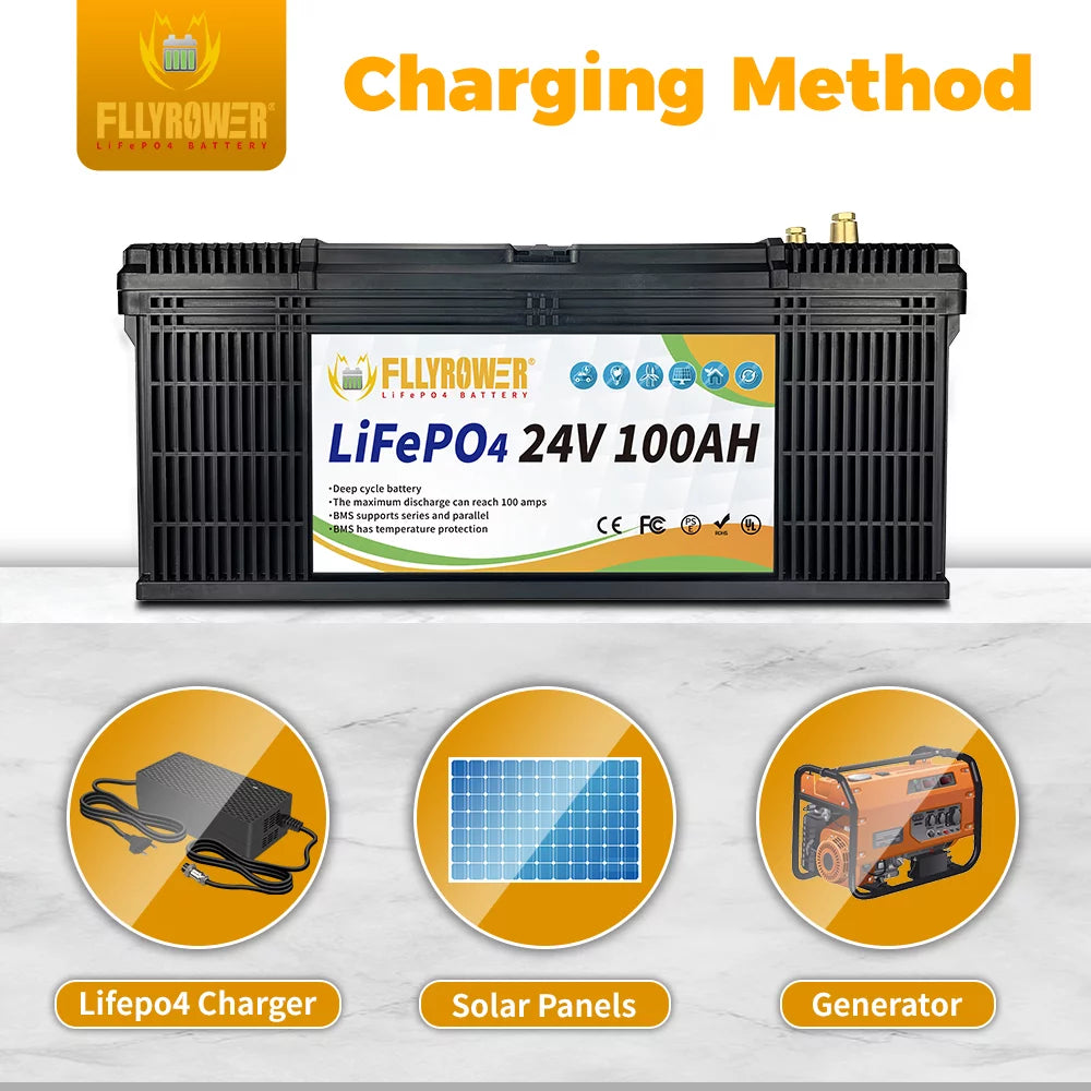 24V 100AH Lifepo4 Battery with BMS, 2 Pack J62084