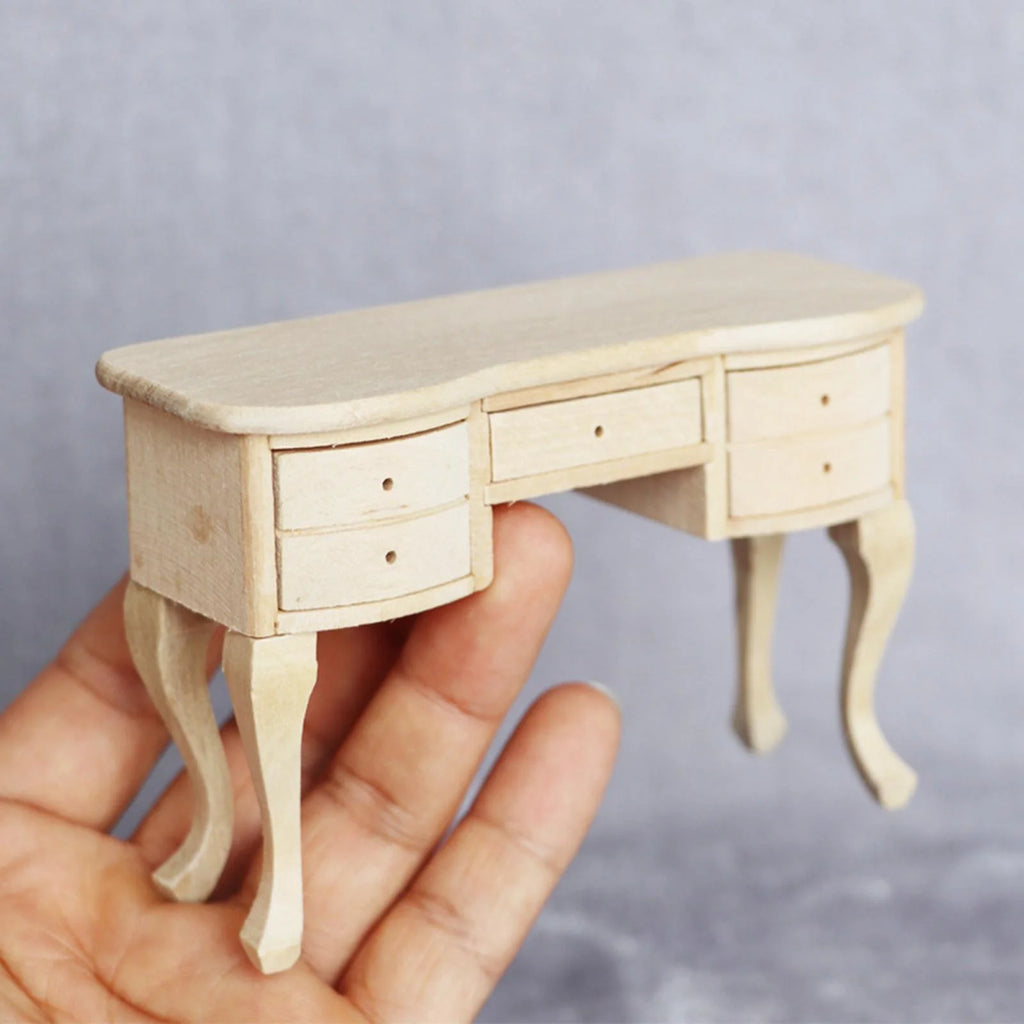 Unpainted Wooden 1:12 Dollhouse Miniature Desk H96971