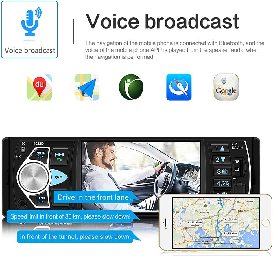 4.1 '' HD Screen Single Din Car Stereo with Bluetooth FM Radio Receiver E7695