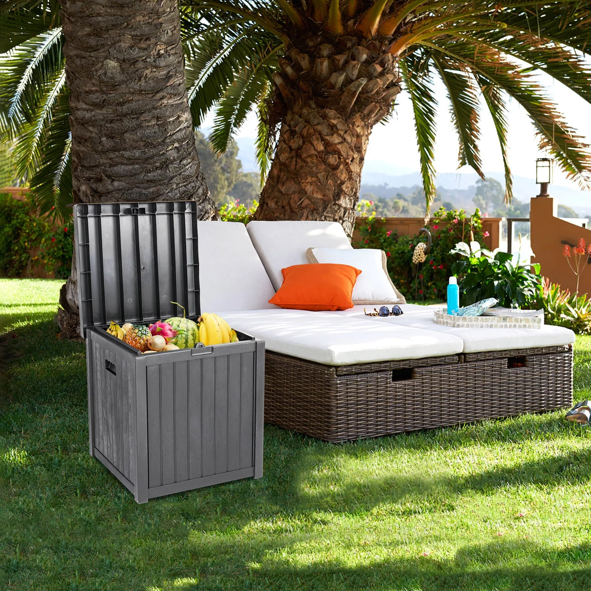 Grey 51gal Plastic Storage Deck Box Q230