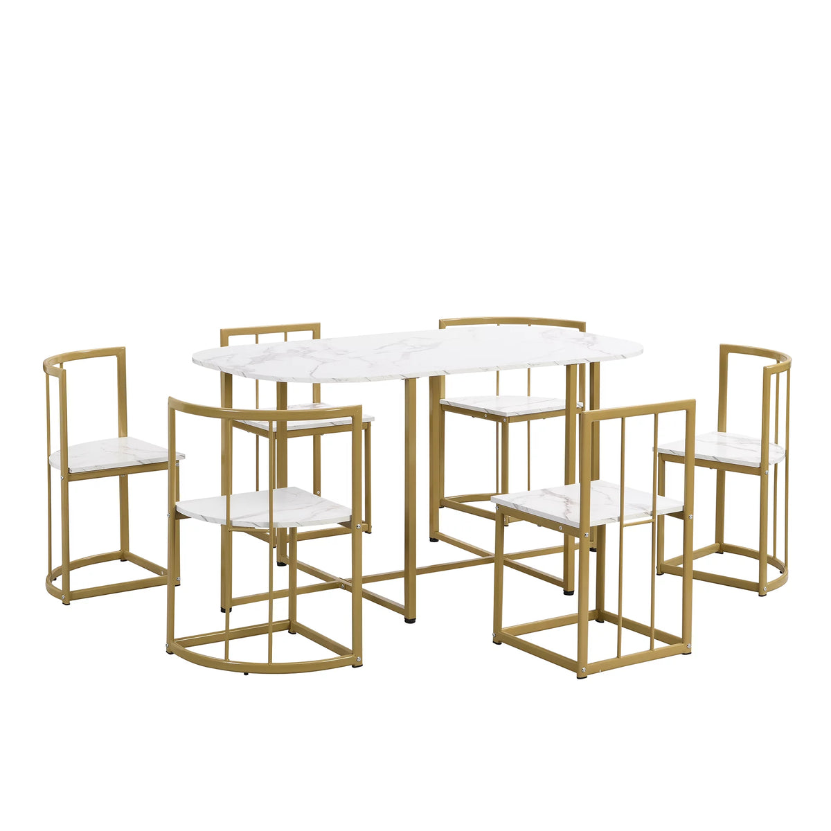 7-Piece Faux Marble Dining Table Set B938682