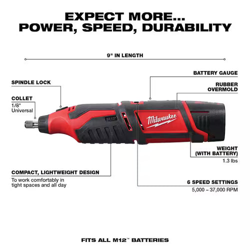 12V Cordless Rotary Tool with 3/8 in. Crown Stapler and 6.0 Ah Battery Pack V302
