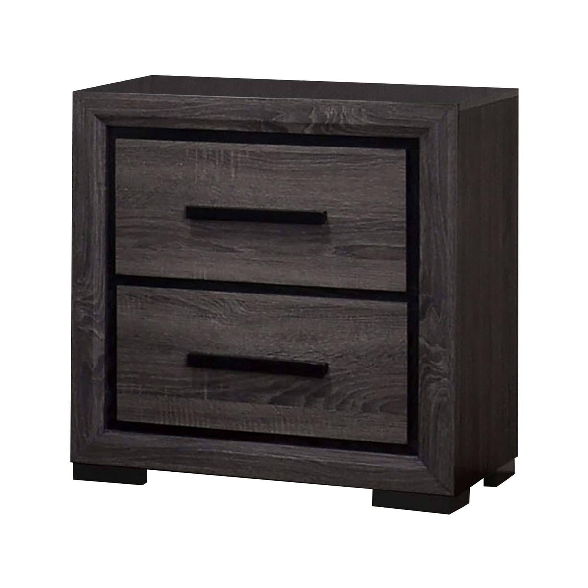 Gray and Black 2 Drawer Wooden Nightstand L842