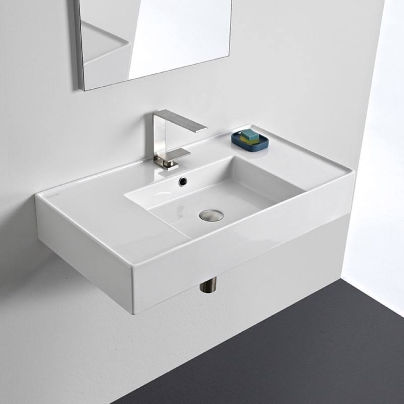 White One Hole Bathroom Sink W55861
