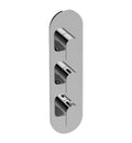 Satin Nickel Three Hole Vertical Thermostatic Valve Trim Plate with Handle I13992