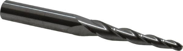 3 5/32 inch Small End Diam, 1-3/4 inch LOC, 3 Flute Solid Carbide Tapered Ball End Mill F9760