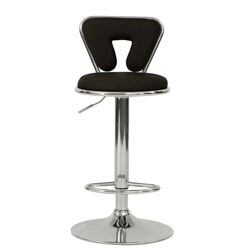 Black Faux Leather Adjustable Height Swivel Barstool Set of 2 K7111