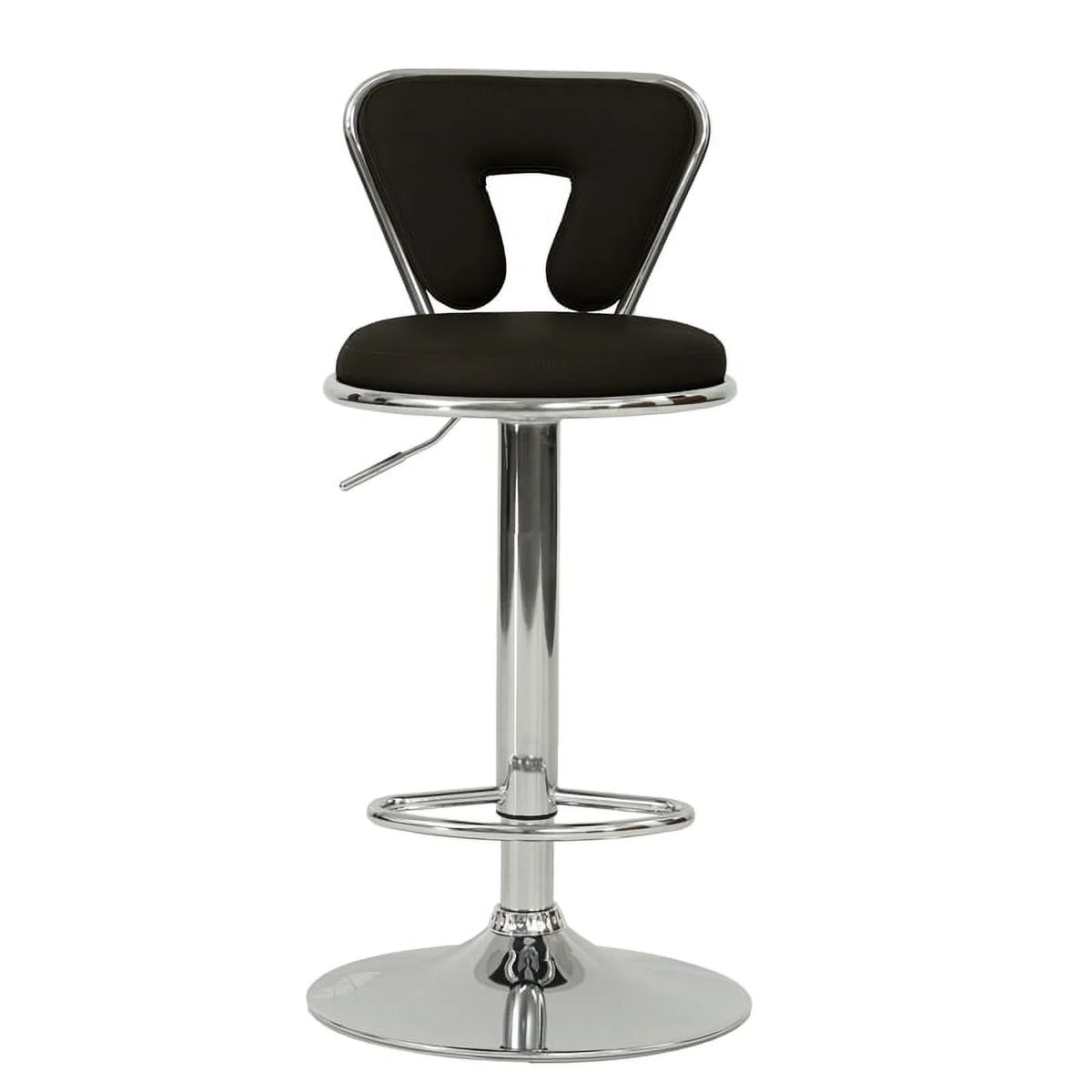 Black Faux Leather Adjustable Height Swivel Barstool Set of 2 K7111