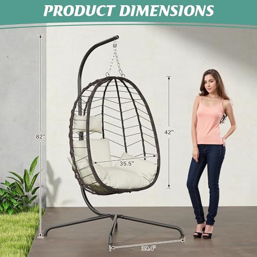 Hanging Egg Chair with Stand Cushion S35623