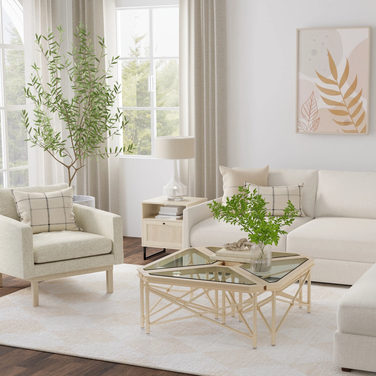 Beige Geometric Area Rug S344341