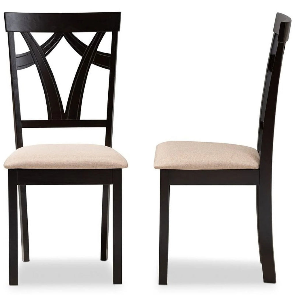 Brown Fabric Dining Side Chair Set of 2 R4315