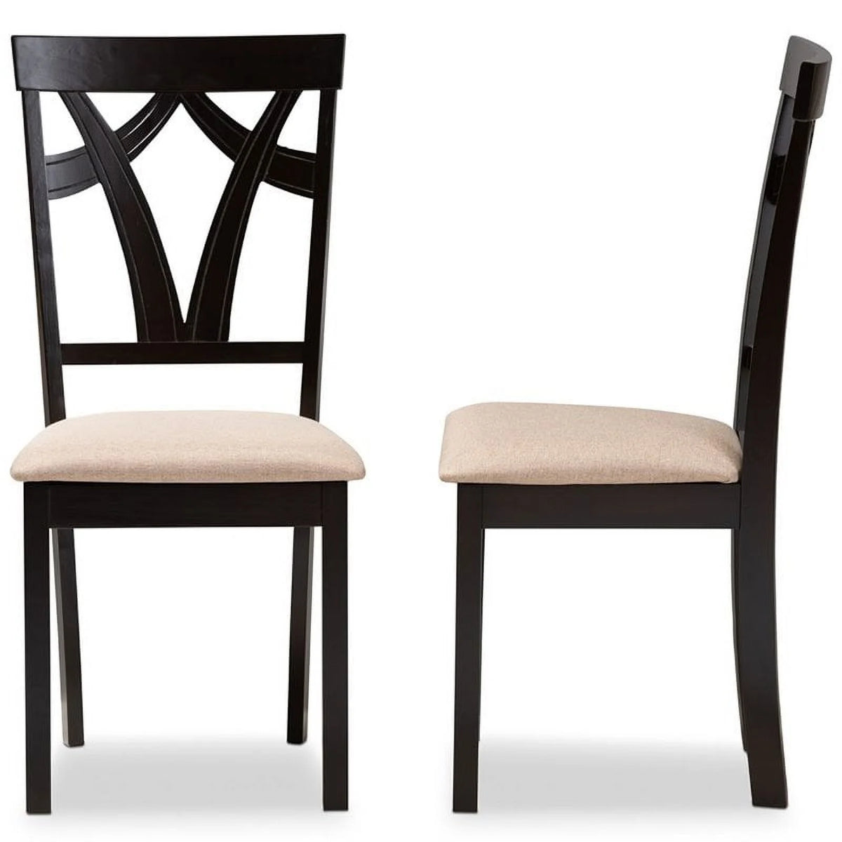 Brown Fabric Dining Side Chair Set of 2 R4315