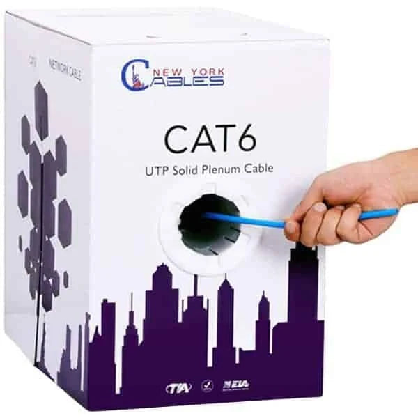 Cat6 Plenum 1000ft UTP Solid Bulk 550MHz Ethernet Cable Blue U21850